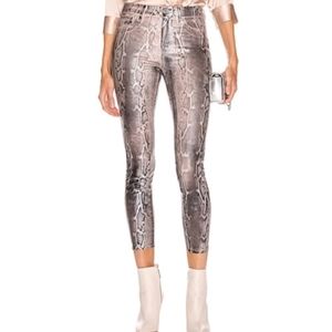 L'AGENCE High Rise Snake Print Jeans - Gray and Cream